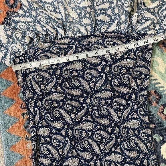 J. Crew 2 Ruffle Silk Slip Dress in Midnight Paisley Navy Ruffle Flounce Neck - Picture 8 of 12